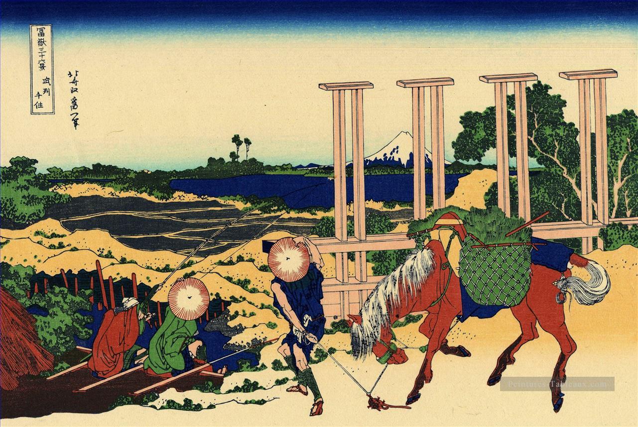 Senju dans le Musachi provimce Katsushika Hokusai ukiyoe Peintures à l'huile